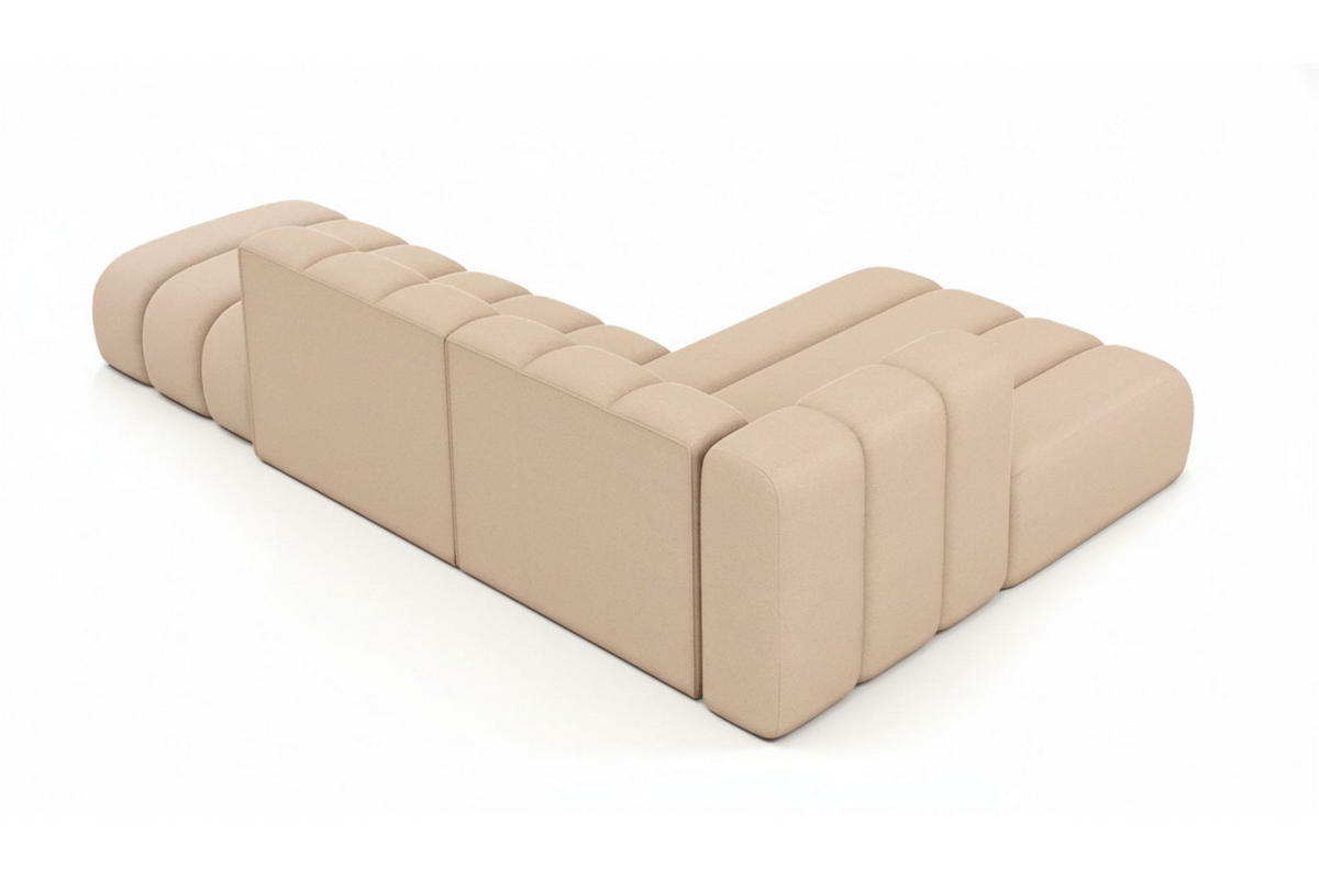 ECKSOFA L-form mit Hocker, Grand Mini, Stoff Salvador, Beige, Rechts - Beige, Holz (295/179cm) - Kaiser Möbel