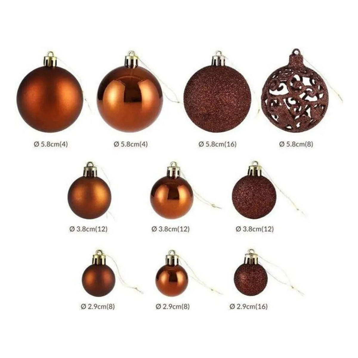 WEIHNACHTSKUGELN 100-tlg Braun Kunststoff Innen Außen Christbaumschmuck - Braun, Kunststoff (30/25/10cm) - JUNG