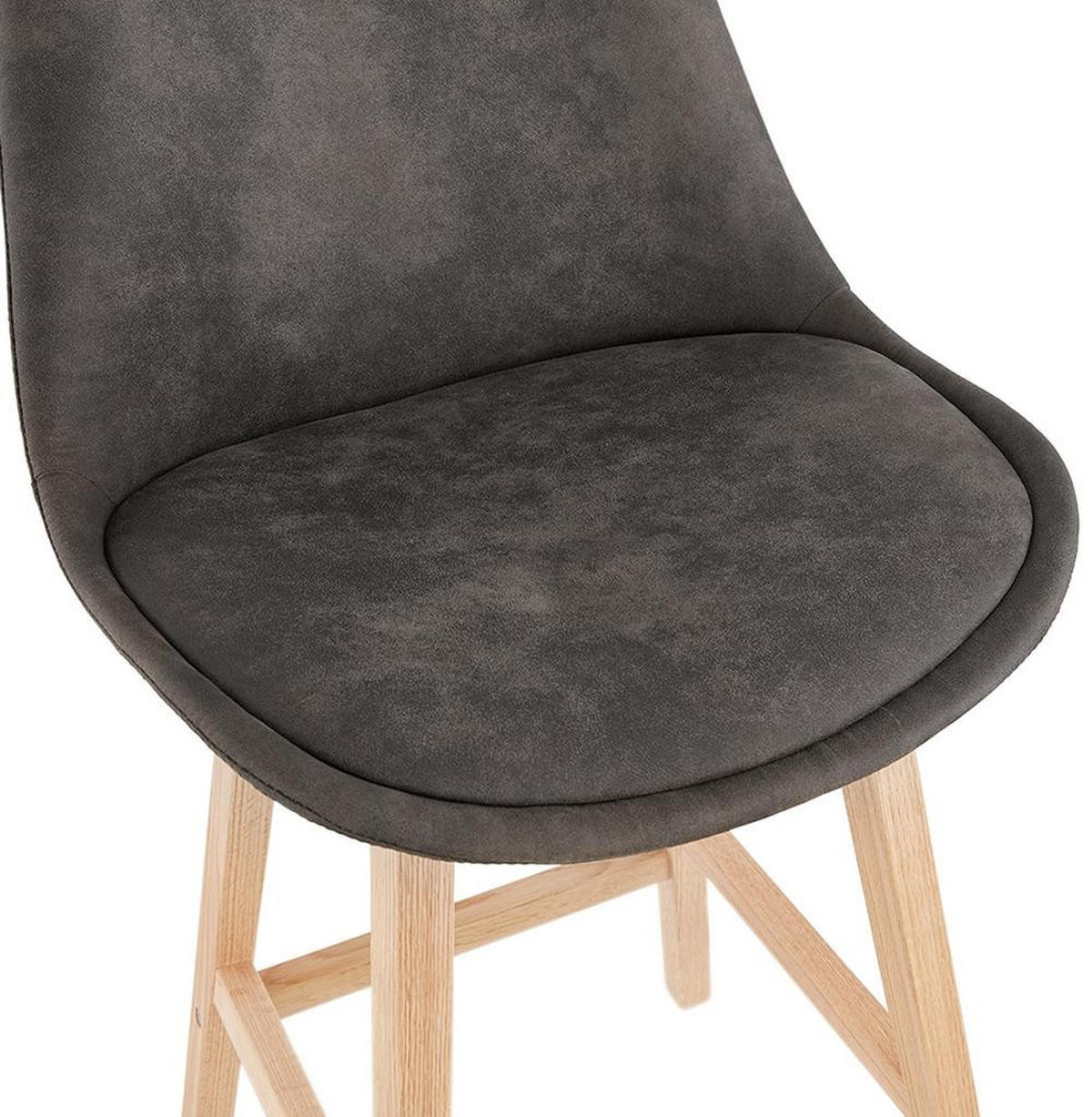 BARHOCKER Mikrofaser Massivholzbeine Sitzhöhe 66cm Skandi-Stil NIXARA MINI, Anthrazit-Beige 48x56x103 cm - Anthrazit/Beige, Eichenholz/Textil (48/103/56cm) - KADIMA DESIGN