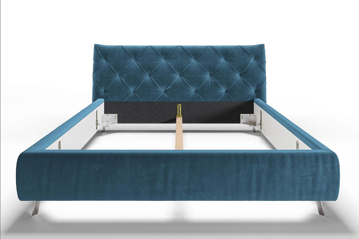 POLSTERBETT ANNY Petrol Massivholz - Petrol, Textil (180/200cm) - KAWOLA