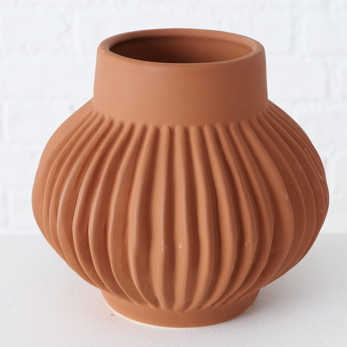 KERAMIKVASE Dekor Altena - Braun, Keramik (16cm) - Boltze Home