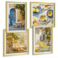 BILDER SET 4er Set - 50x50 cm & 40x60 cm Goldrahmen - Zitronenlimonade blaue Tür - Goldfarben, Kunststoff (50/50cm) - TULUP