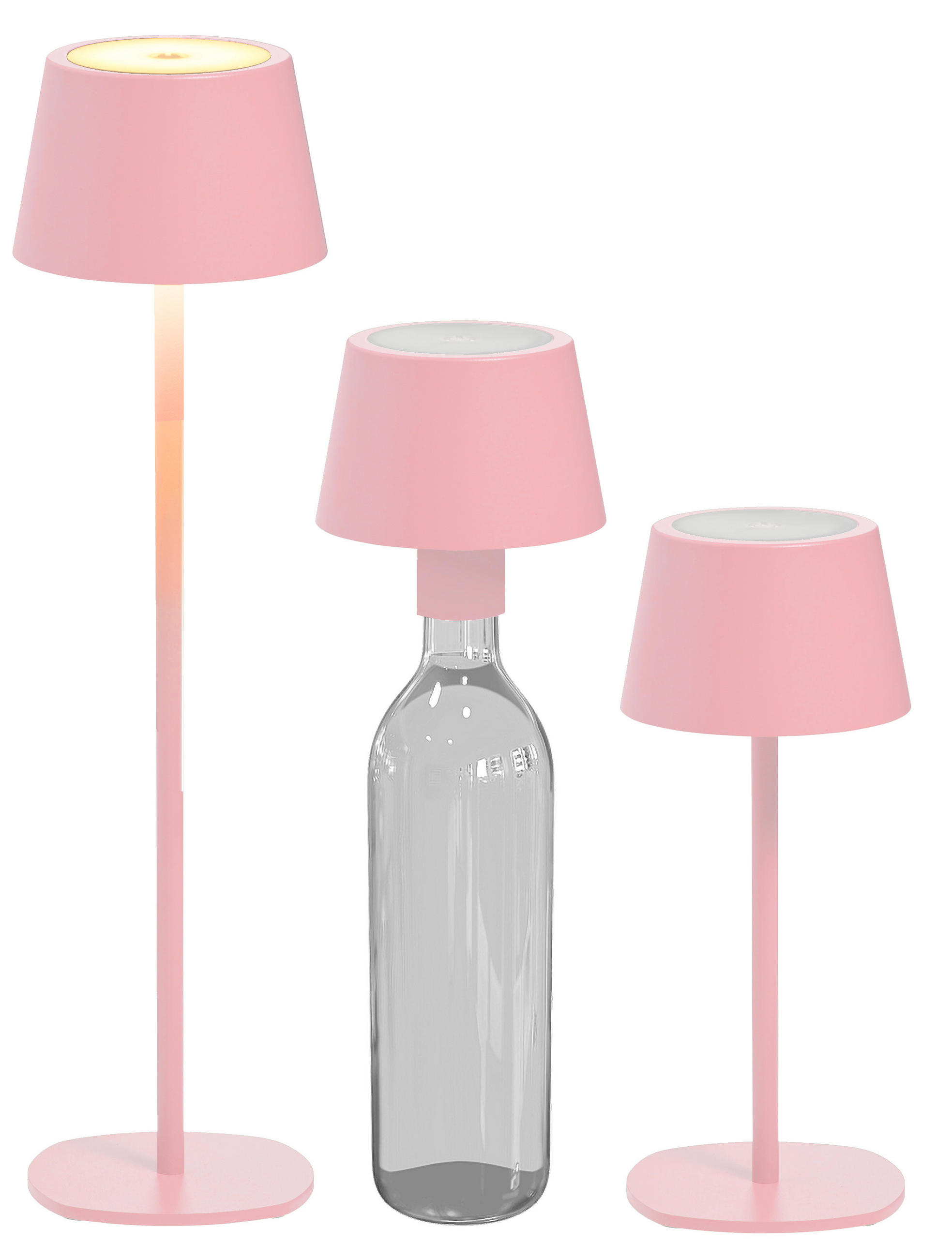 LED-TISCHLAMPE 3 in 1 Pink max. 45cm hoch - Rosa, Metall (11/11/45cm) - Northpoint