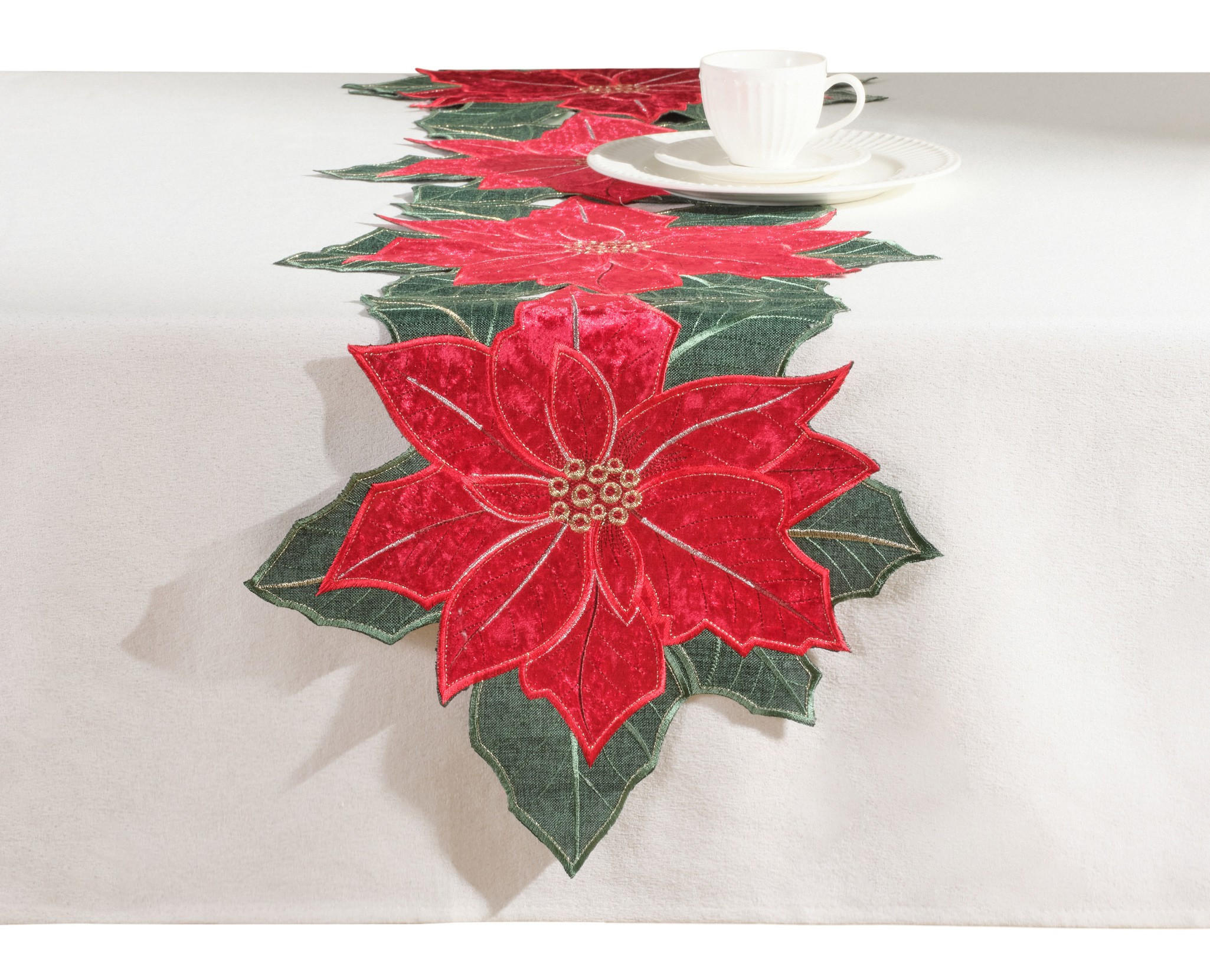TISCHLÄUFER Bestickter POINSETTIA XMAS, 35x171 cm, Rot, Weihnachten Deko Tischdecke, Christmas - Rot, Kunststoff (171/35/1cm) - home&you