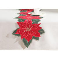 TISCHLÄUFER Bestickter POINSETTIA XMAS, 35x171 cm, Rot, Weihnachten Deko Tischdecke, Christmas - Rot, Kunststoff (171/35/1cm) - home&you