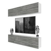 WOHNWAND Milano 6, Grau Matt, 200 cm, Grifflos - Grau, Holz (200/40/36cm) - B BELINI GROUP