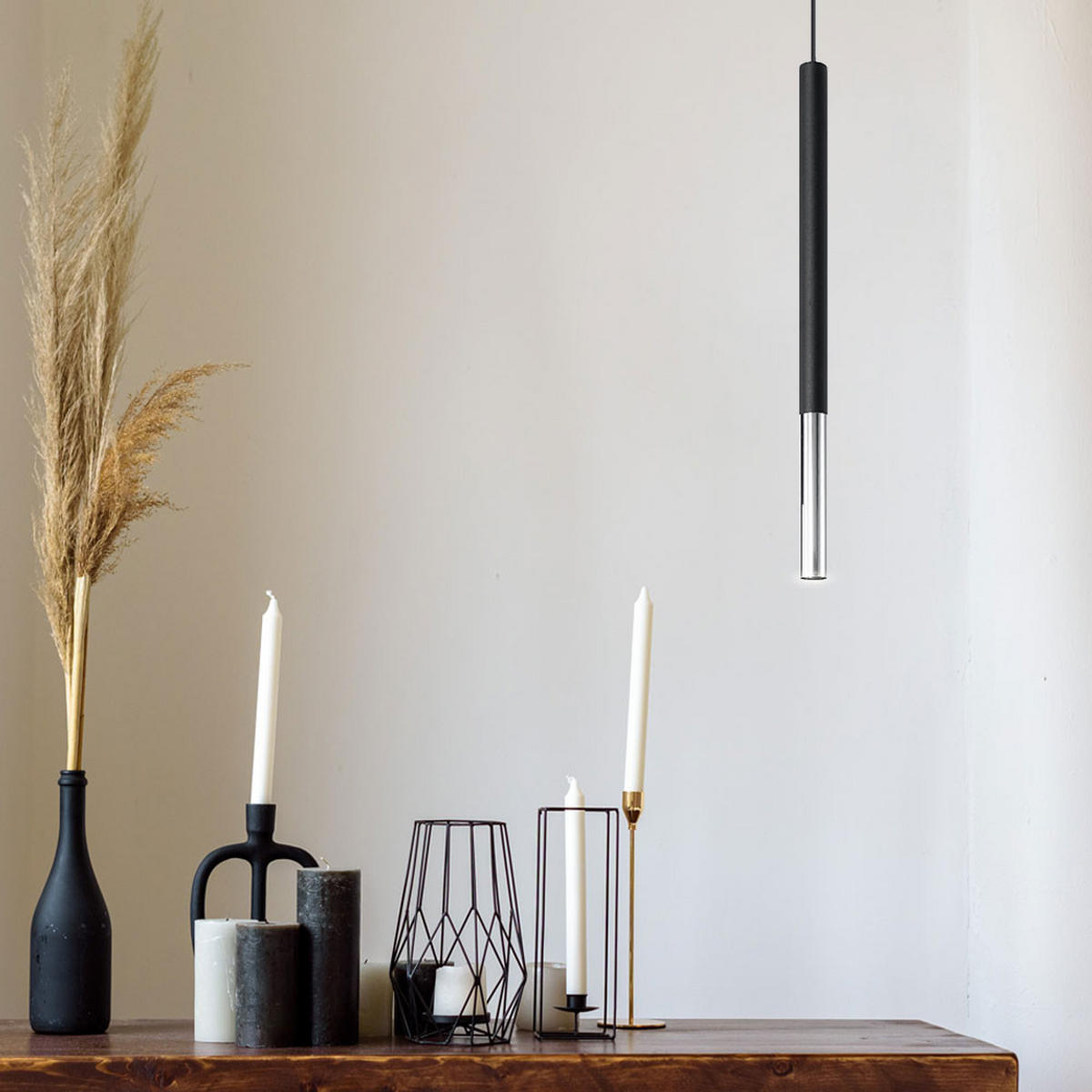 HÄNGELEUCHTE Stahl Schwarz chrom - Schwarz, Metall (8/8/110cm)