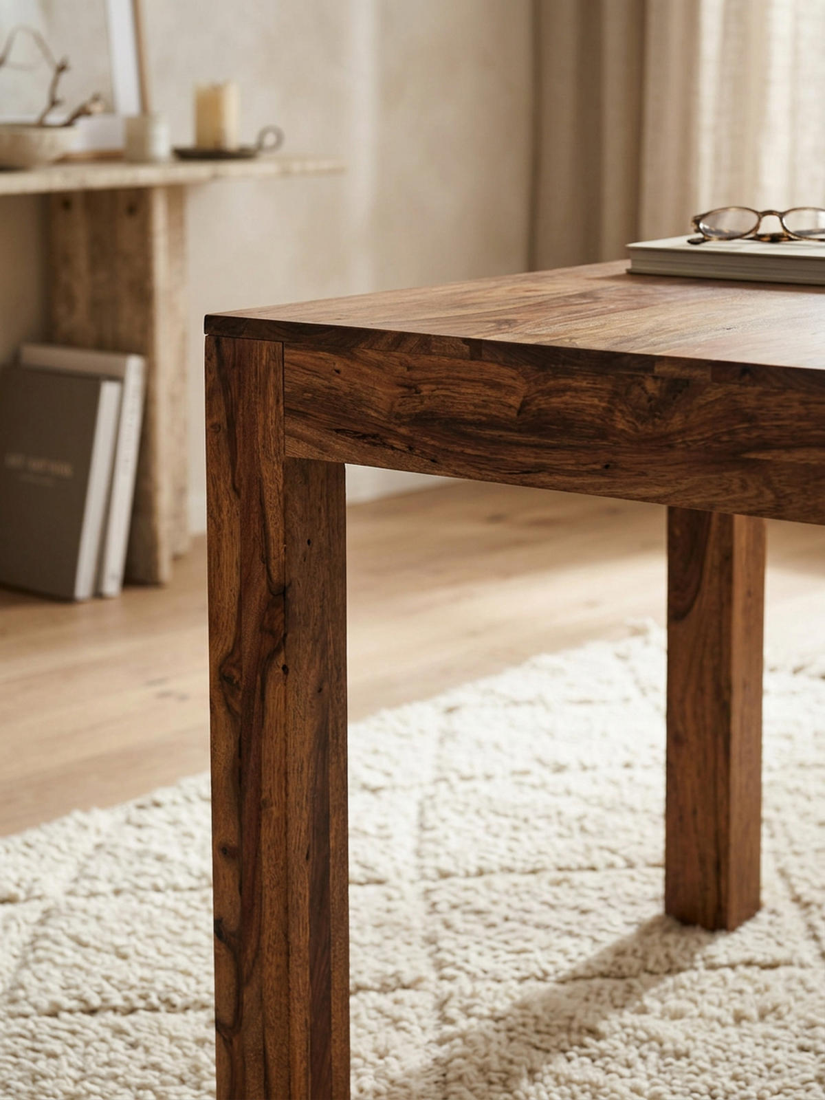 ESSTISCH Massivholz Akazie Rechteckig Handgefertigt NAKO, Braun 120x60x76 cm - Dunkelbraun/Braun, Holz (60/120/76cm) - KADIMA DESIGN