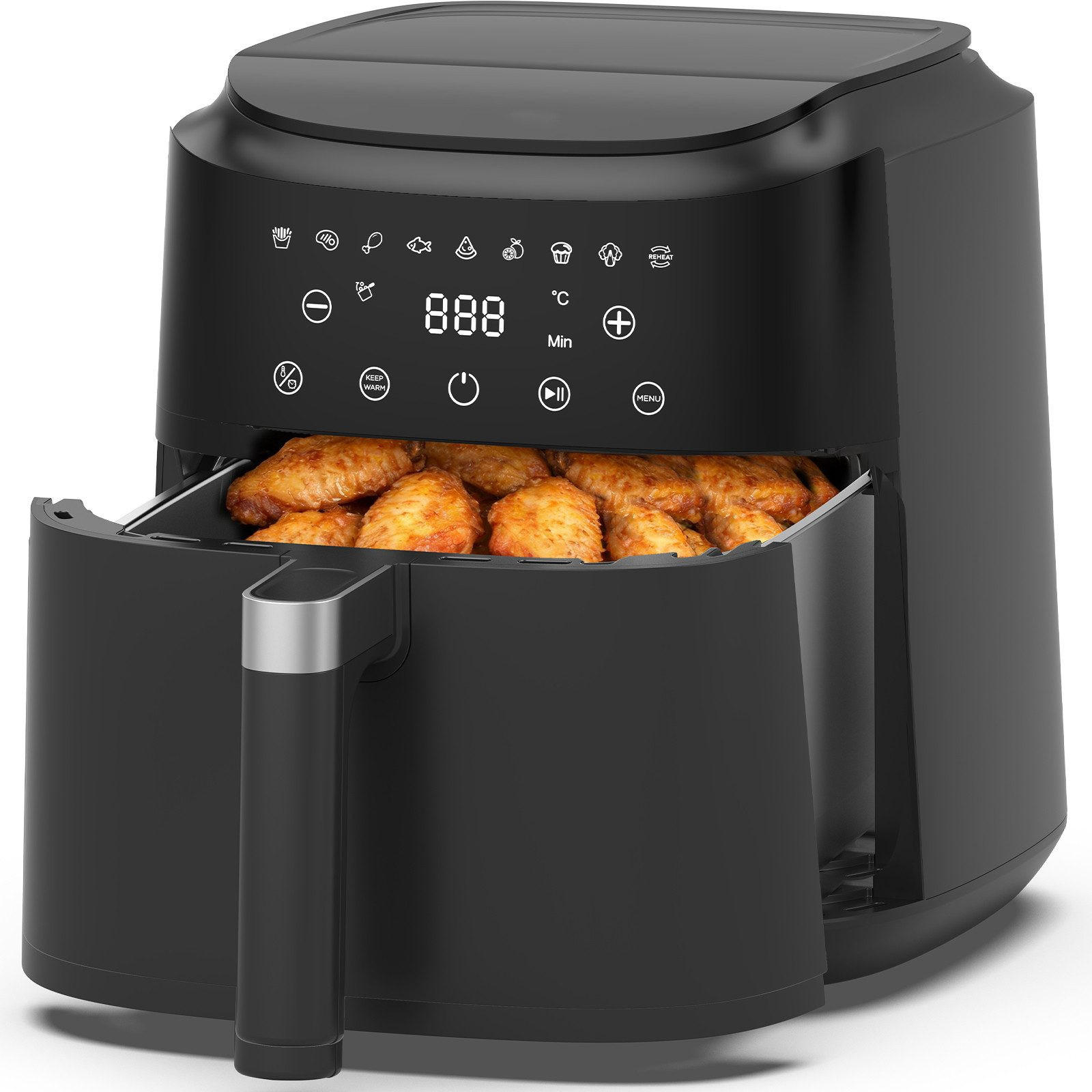 HEISSLUFTFRITTEUSE 6L - Schwarz, Metall (29/25/27cm) - Aimax
