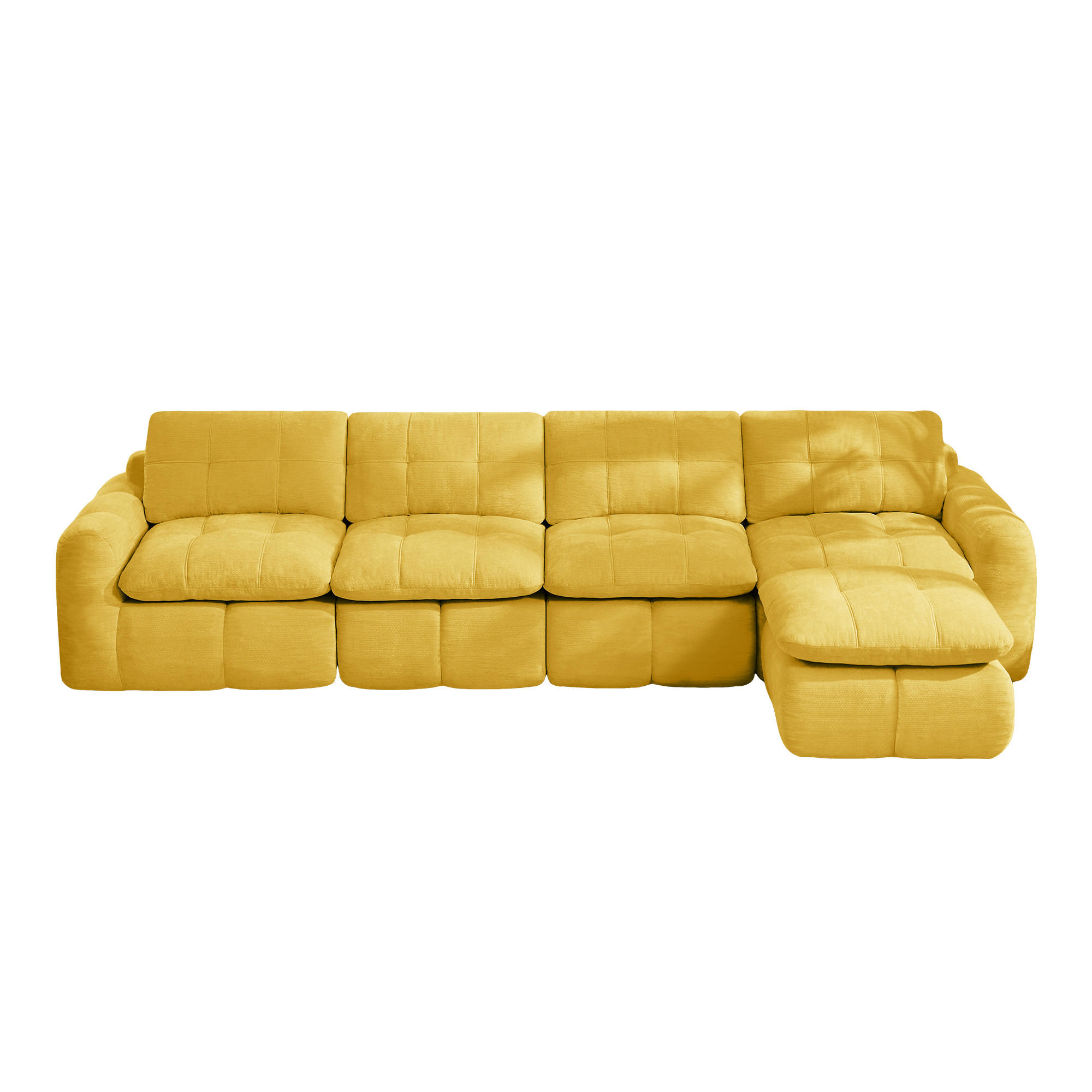 ECKSOFA 334/160/68 cm Gelb Chenille mit 1 Fußhocker - Gelb, Textil (334/160cm) - Oxeza