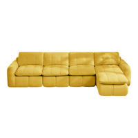 ECKSOFA 334/160/68 cm Gelb Chenille mit 1 Fußhocker - Gelb, Textil (334/160cm) - Oxeza