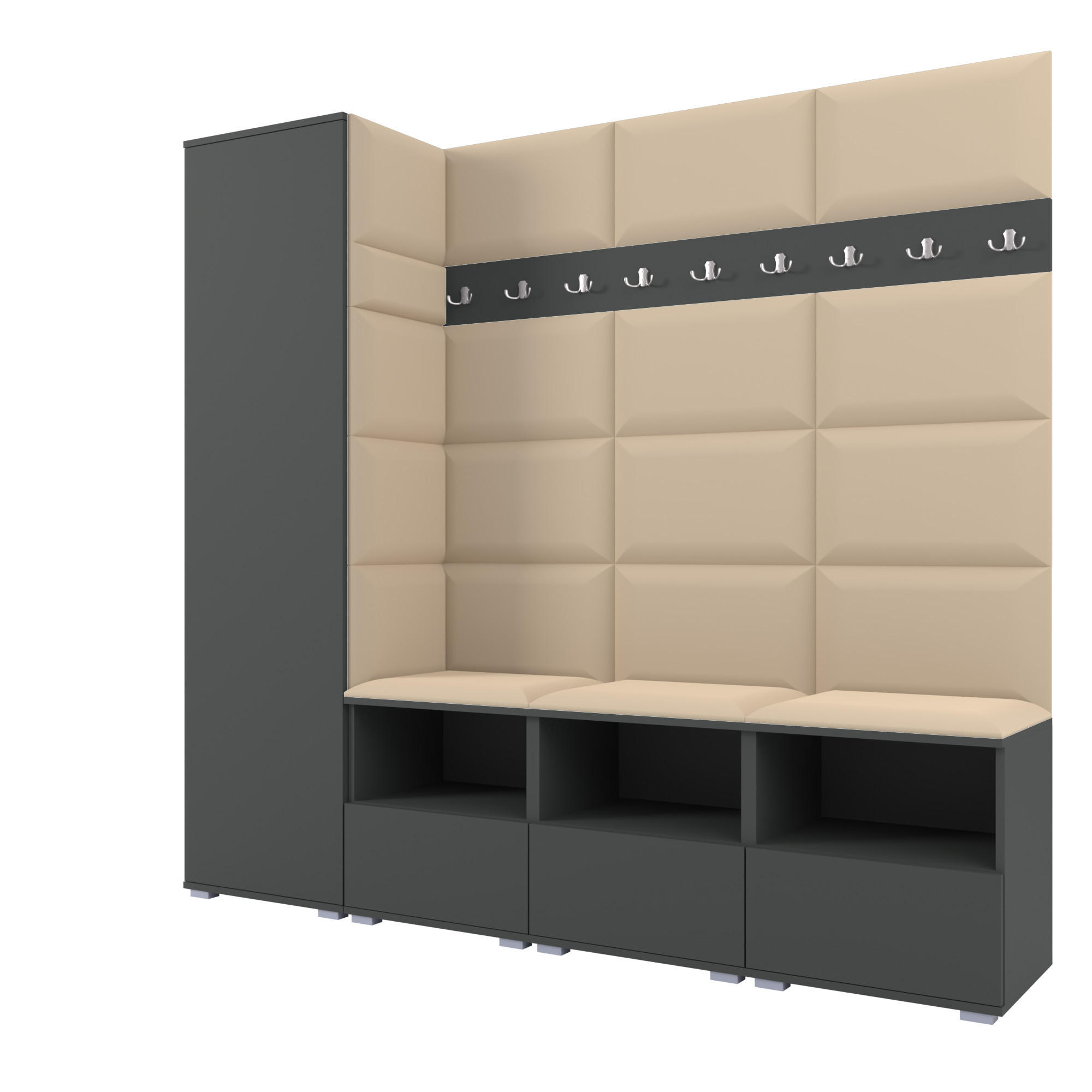 Ravio Garderobe Graphit, Beige 200x187x40 cm
