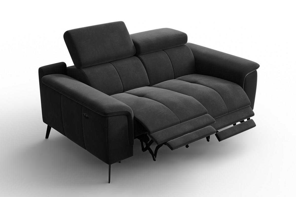 SOFA RELAX FIERO 2-Sitzer, Schwarzer Veloursstoff - Schwarz, Holz/Textil (170/82/103cm) - Courtois Laville