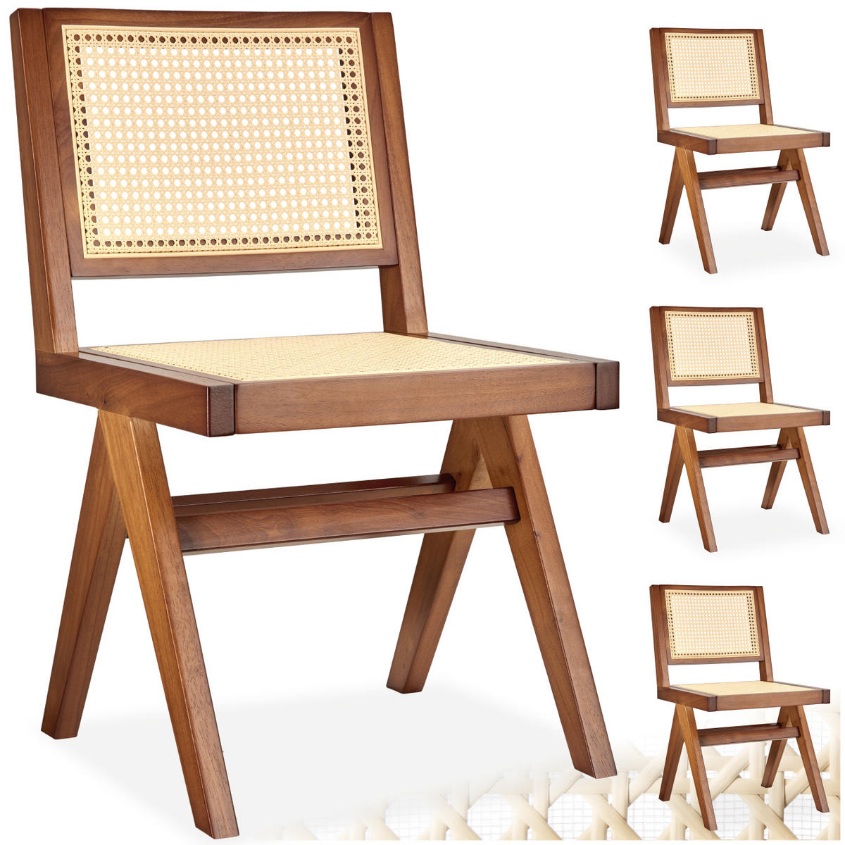 HOLZSTUHL 4er Set Lissy,48,5 x 53,5 x 83 cm, Belastbarkeit 120 kg,Eiche dunkel - Wildeiche, Holz (48.5/83/53.5cm) - tectake