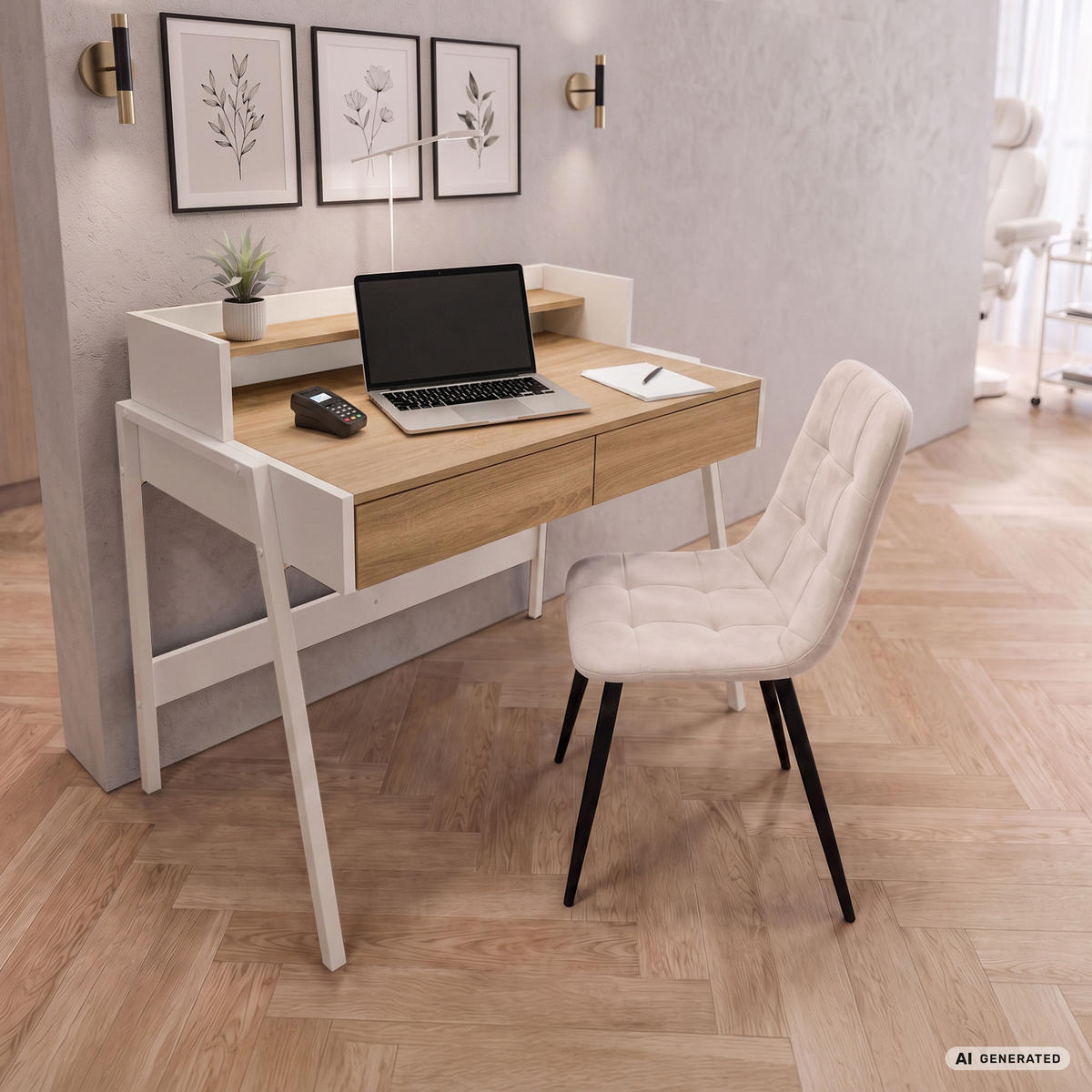 SCHREIBTISCH FLUX 78 cm Sonoma Eiche - Weiß/Sonoma Eiche, Holzwerkstoff (78/48/95cm) - Akord