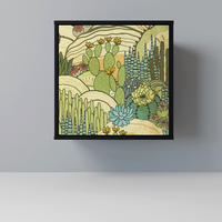 SIDEBOARD SUCCULENTS KALEIDOSCOPE, Schwarz, 57,5x42x57,5 cm, Ohne Füße - Multicolor/Schwarz, Holzwerkstoff (57.5/57.5/42cm) - SpaceRebels