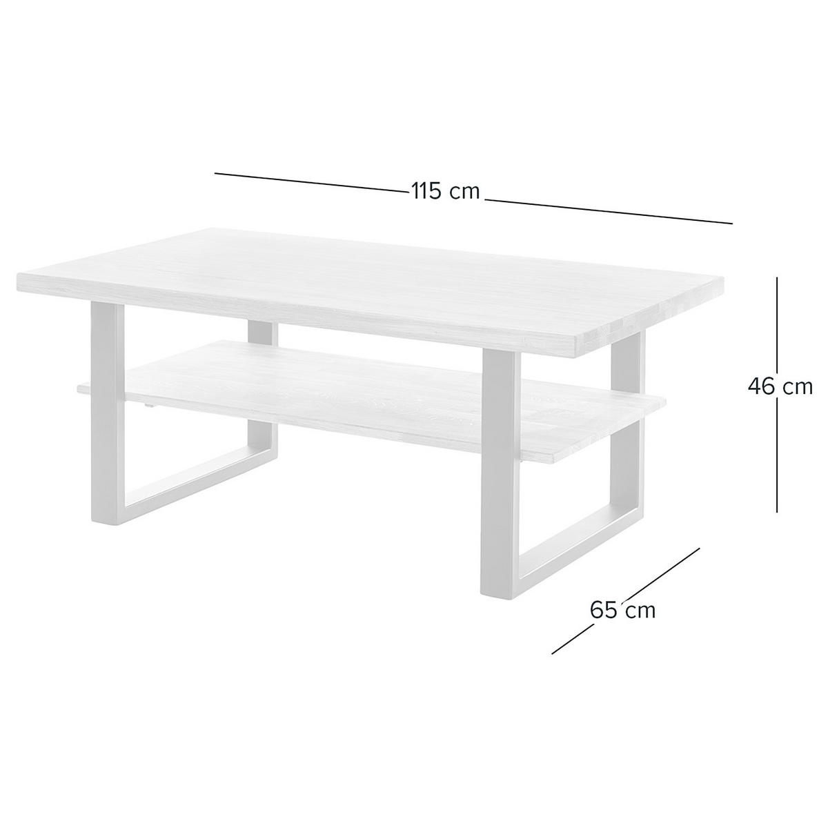 COUCHTISCH - Eiche massiv / Metall - Eiche / Schwarz - Schwarz/Braun, Holz/Holzwerkstoff (65/115/46cm) - home24