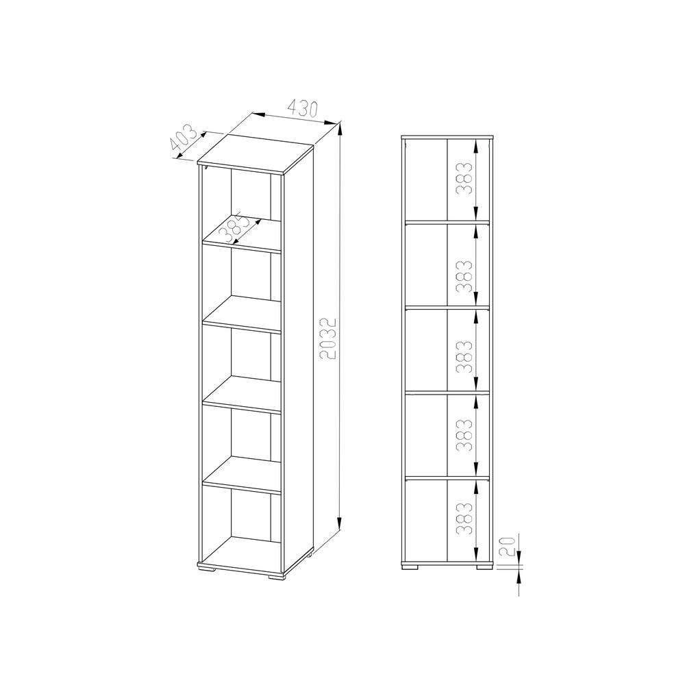 BÜCHERREGAL Optimal Sonoma Eiche hell 43 / 41 / 204cm - Braun, Holz/Holzwerkstoff (43/204/41cm) - Feldmann-Wohnen