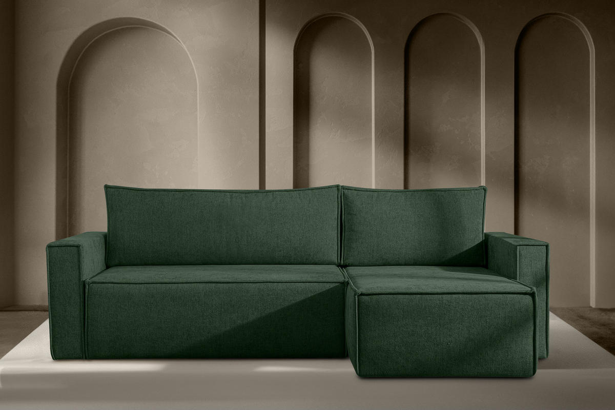 UNIVERSAL-ECKSOFA NAPI II mit Schlaffunktion, grün - Grün, Textil (246/148cm) - KONSIMO®