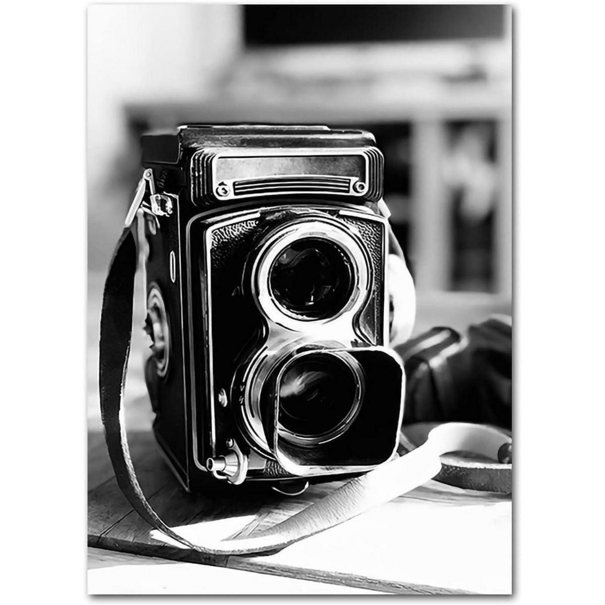 POSTER Set 3-teilig Schwarz Weiß Vintage Kameras Telefone 50x70cm - Schwarz, Papier (50/0.5cm)