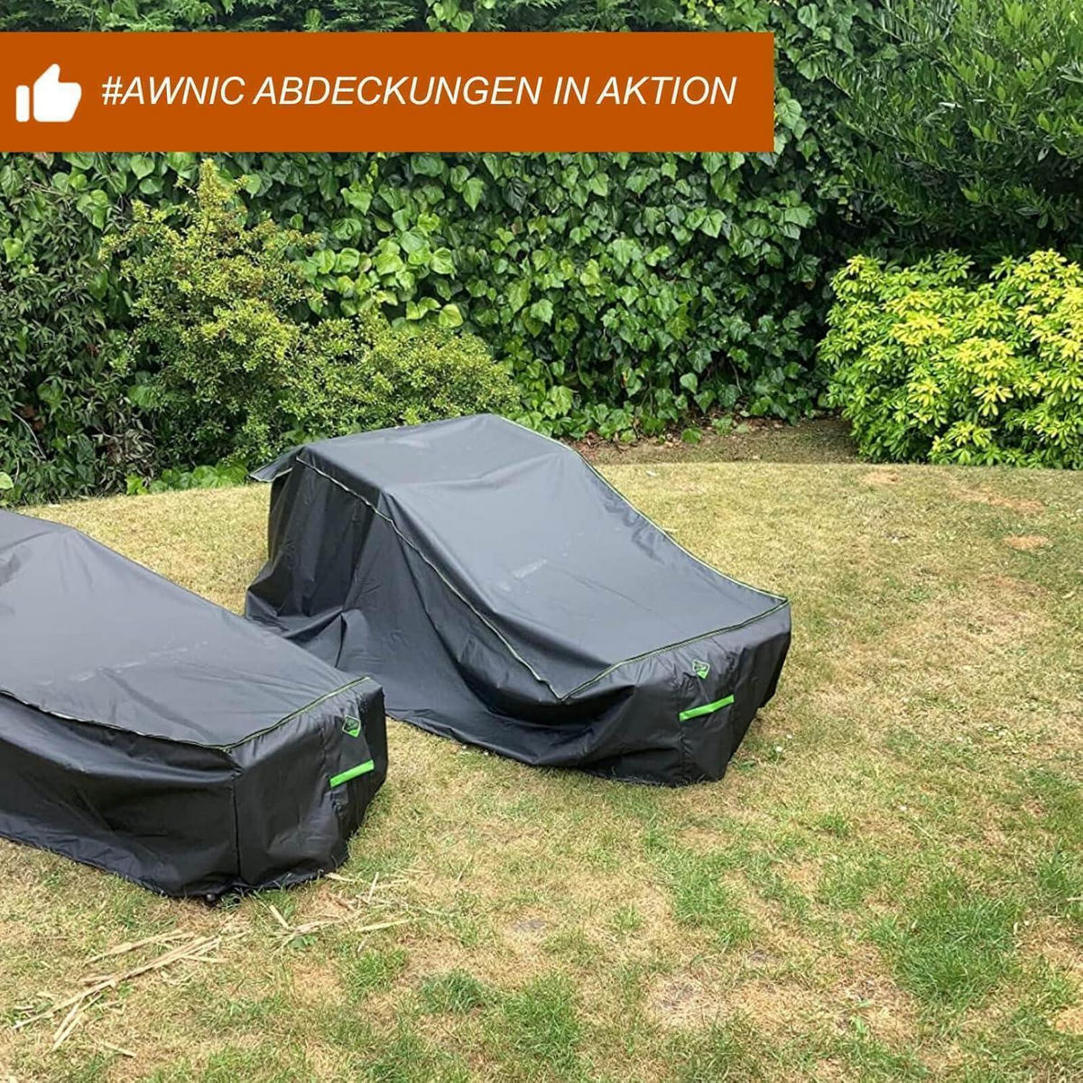 AWNIC gartenliege Abdeckung wasserdicht, schutzhülle für sonnenliege Winterfest, abdeckhaube liegen, liegestuhl Auflage, gartenmöbel abdeckplane 200x7 - Schwarz, Textil (200/40/85cm)