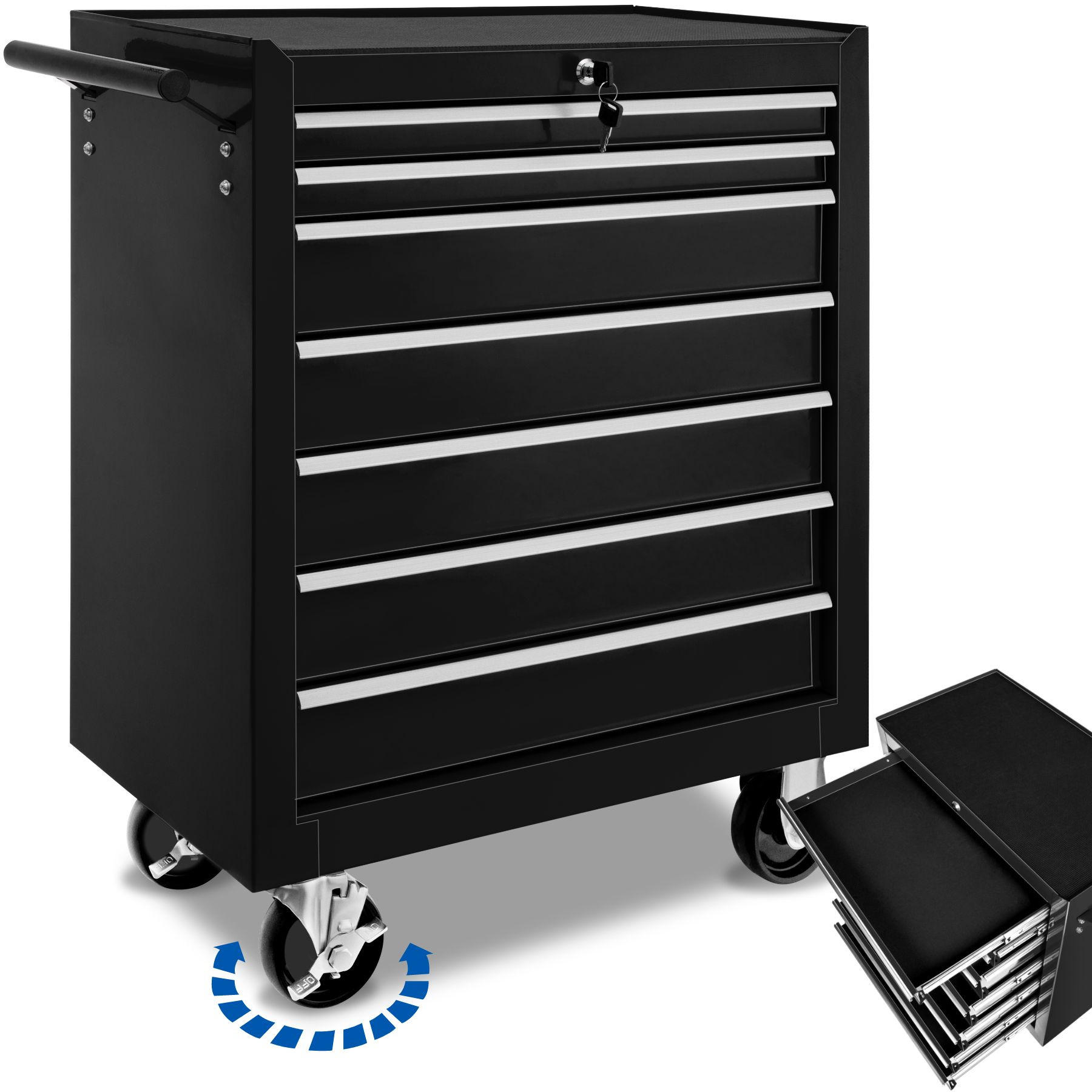 WERKZEUGWAGEN ,Rollen Ø 100 mm,schwarz - Schwarz, Metall (33/79/69cm) - tectake