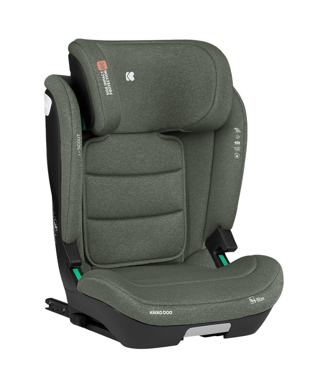 KINDERSITZ i-Scout i-Size grün (100 - 150 cm) Kopfstütze verstellbar Isofix - Grün, Kunststoff (43/63/44cm) - Kikka boo