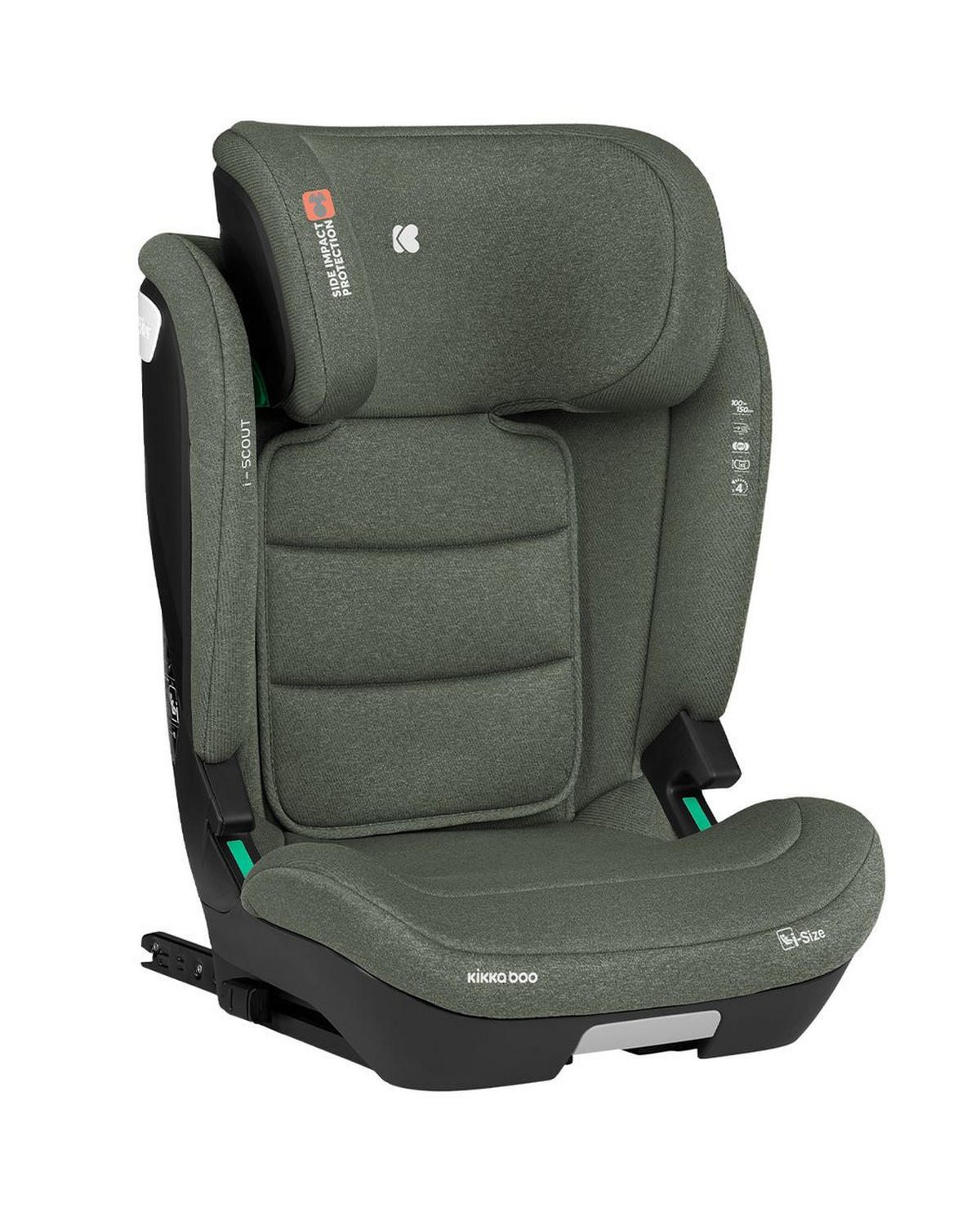 KINDERSITZ i-Scout i-Size grün (100 - 150 cm) Kopfstütze verstellbar Isofix - Grün, Kunststoff (43/63/44cm) - Kikka boo