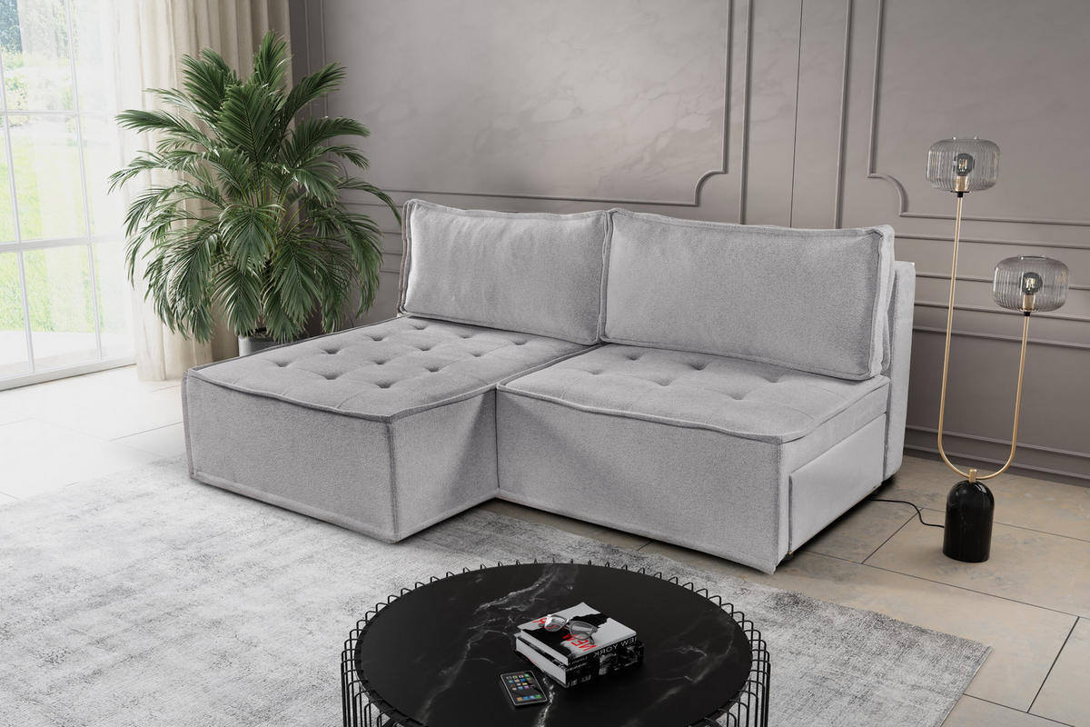 ECKSOFA Bohoo Mini Modernes Mit Schlaffunktion Dunkelbeige Links - Cappuccino, Holz (140/200cm) - Kaiser Möbel