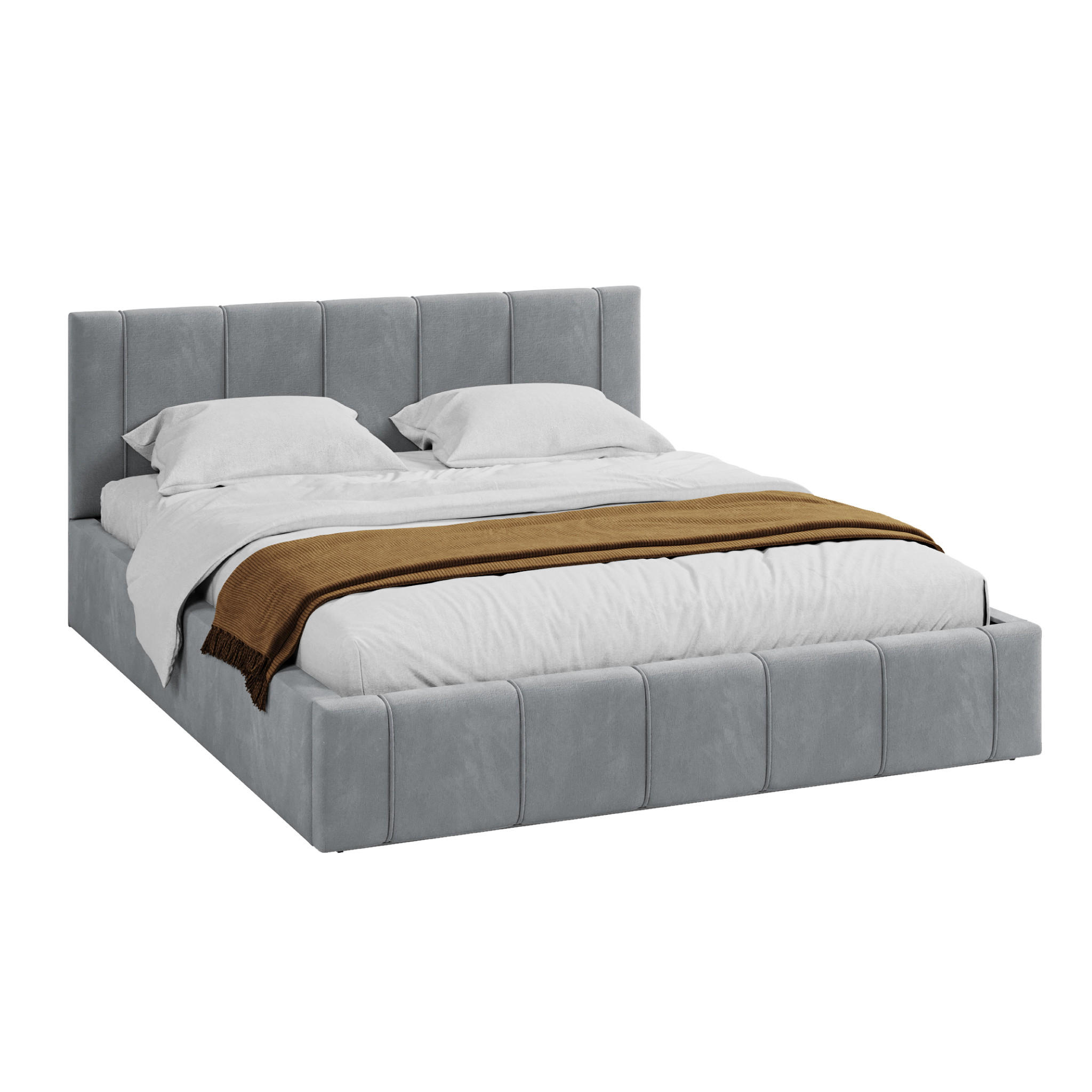 POLSTERBETT FLORIDA - Birkefarben/Grau, Holzwerkstoff/Metall (120/200cm) - FDM