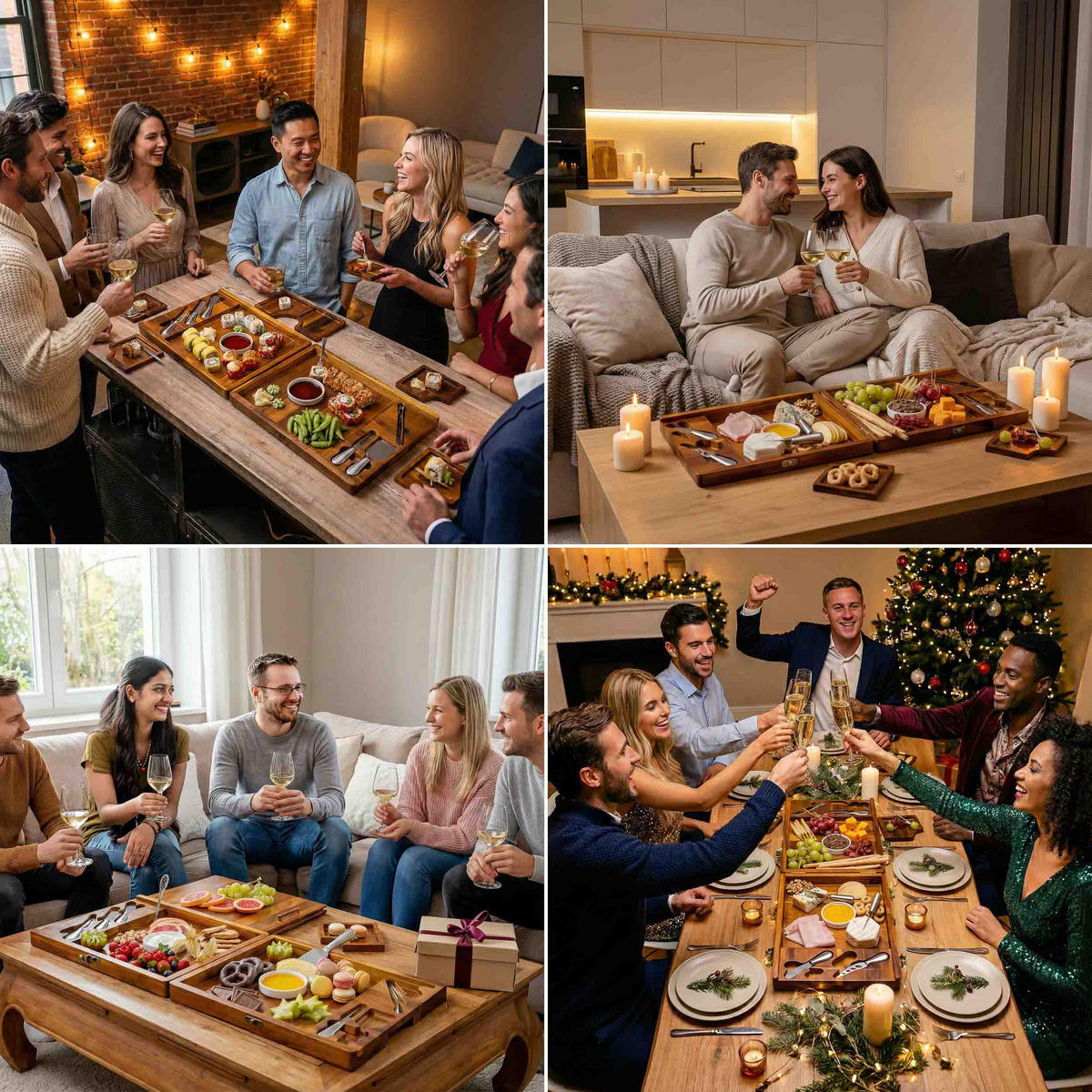 KÄSEBRETT Set für Große Gruppen 30x39cm (Akazienholz) - Beige, Holz (30/38cm) - BlauKe