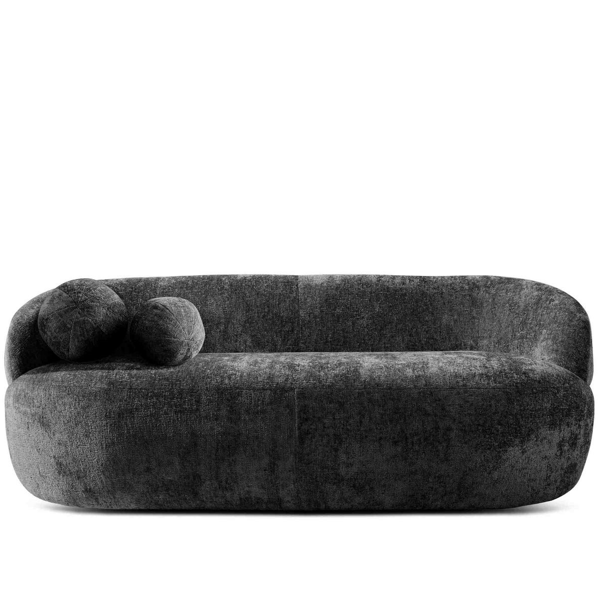 3-SITZER-SOFA NELUM, Chenille-Stoff, Anthrazit - Anthrazit/Schwarz, Holz/Holzwerkstoff (190/68/88cm) - KONSIMO®
