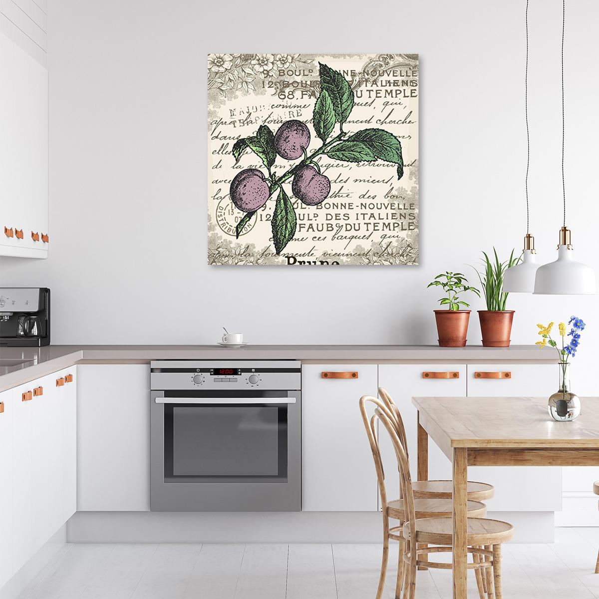 WANDBILD vintage pflaume - Lila, Textil (50/50cm) - Feeby