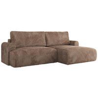 ECKSCHLAFSOFA TONO L Braun Cord - rechts - Schwarz/Braun, Kunststoff/Textil (150/260cm) - MKS