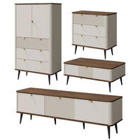 WOHNZIMMER-SET Marly 4-tlg Kaschmir / Walnuss - Kaschmir/Beige, Holz/Holzwerkstoff (440/163/60cm) - Feldmann-Wohnen