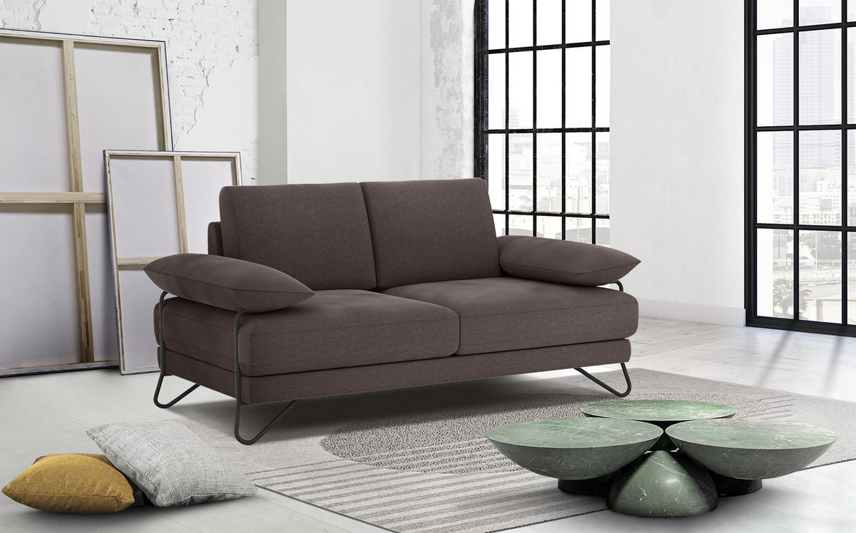SOFA LORI 2-Sitzer, graubraun - Graubraun/Schwarz, Holzwerkstoff/Textil (185/87/96cm) - Courtois Laville