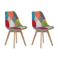 ESSZIMMERSTUHL 2-teiliges Set Patchwork Rot Massivholzbeine - Multicolor, Textil (49/83/42cm)