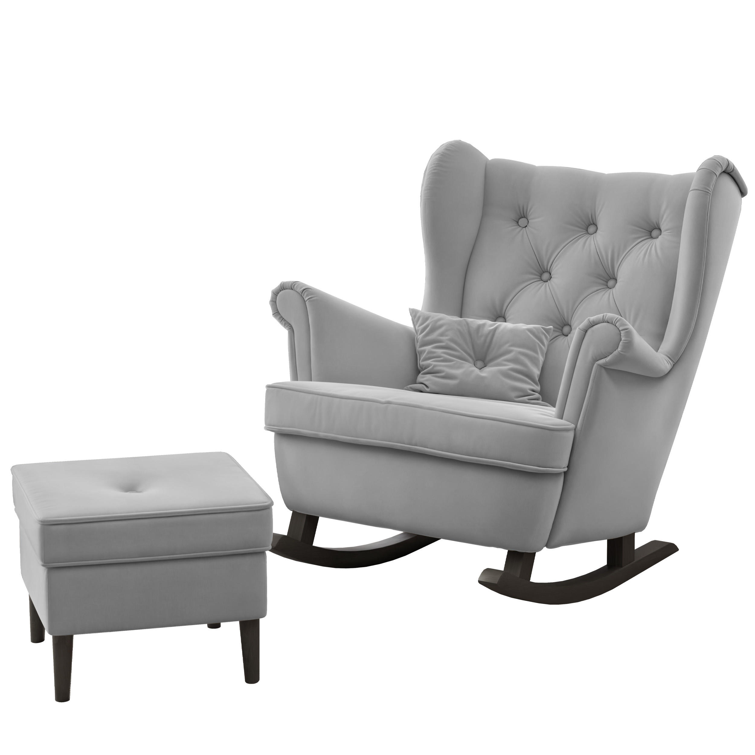 SCHAUKELSESSEL SCANDI mit hocker, Samt Grau - Grau, Holz/Textil (75/97/60cm) - Idohome