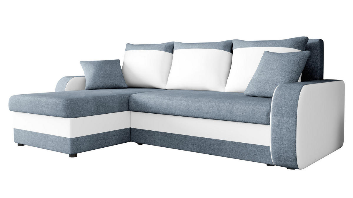 ECKSOFA Kris Lux - Blaugrau/Schwarz, Holz/Kunststoff (238/147cm) - MIRJAN24