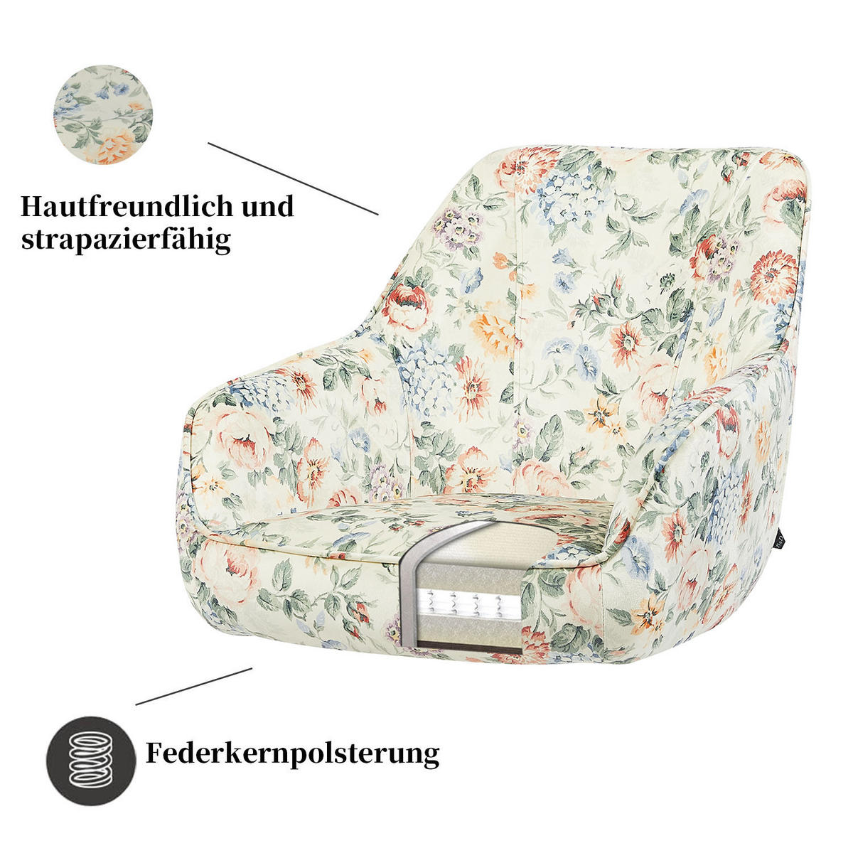 ARMLEHNSTUHL ARVIT - Multicolor/Schwarz, Textil/Metall (58/87/61cm) - B&D Home