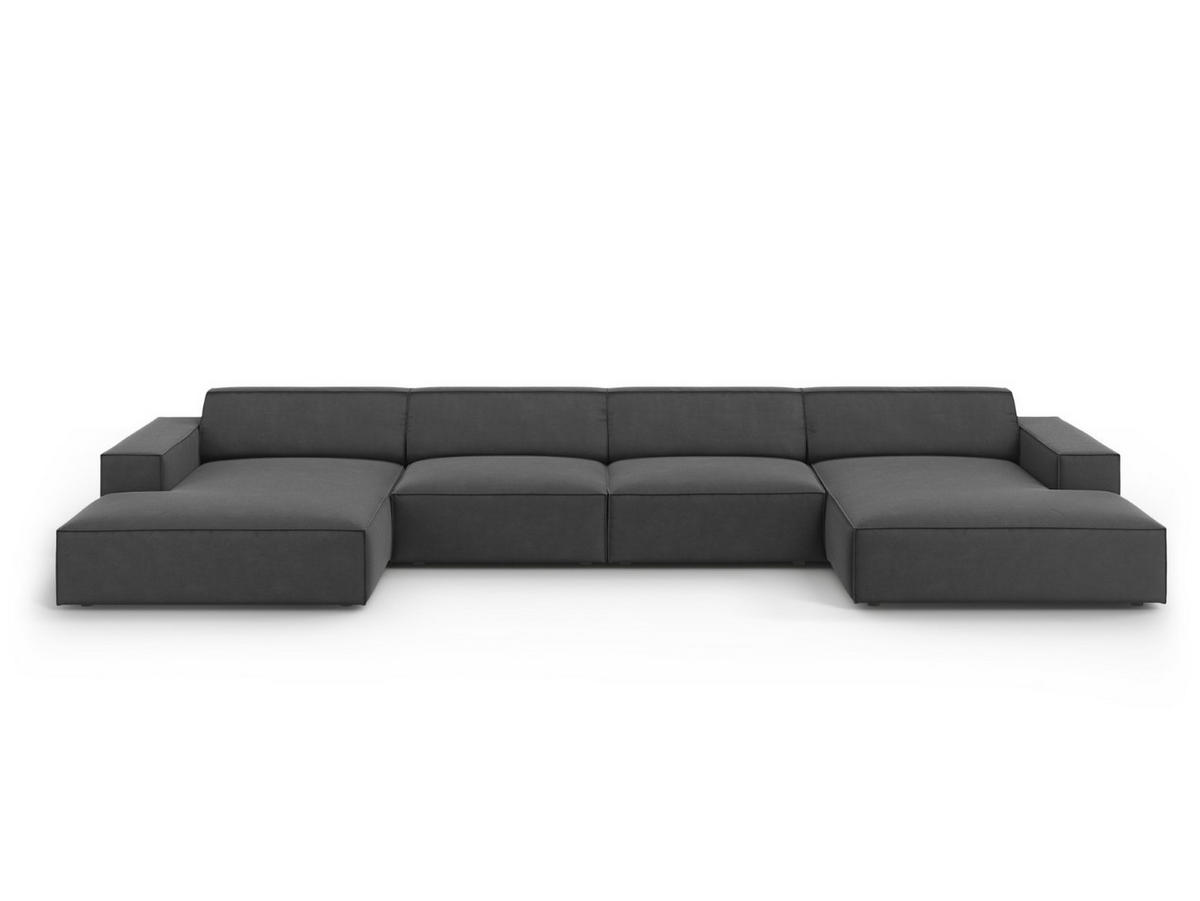 PANORAMASOFA Jodie aus Samt grau 6 Sitzplätze - Grau, Textil (166/70/364cm) - Micadoni
