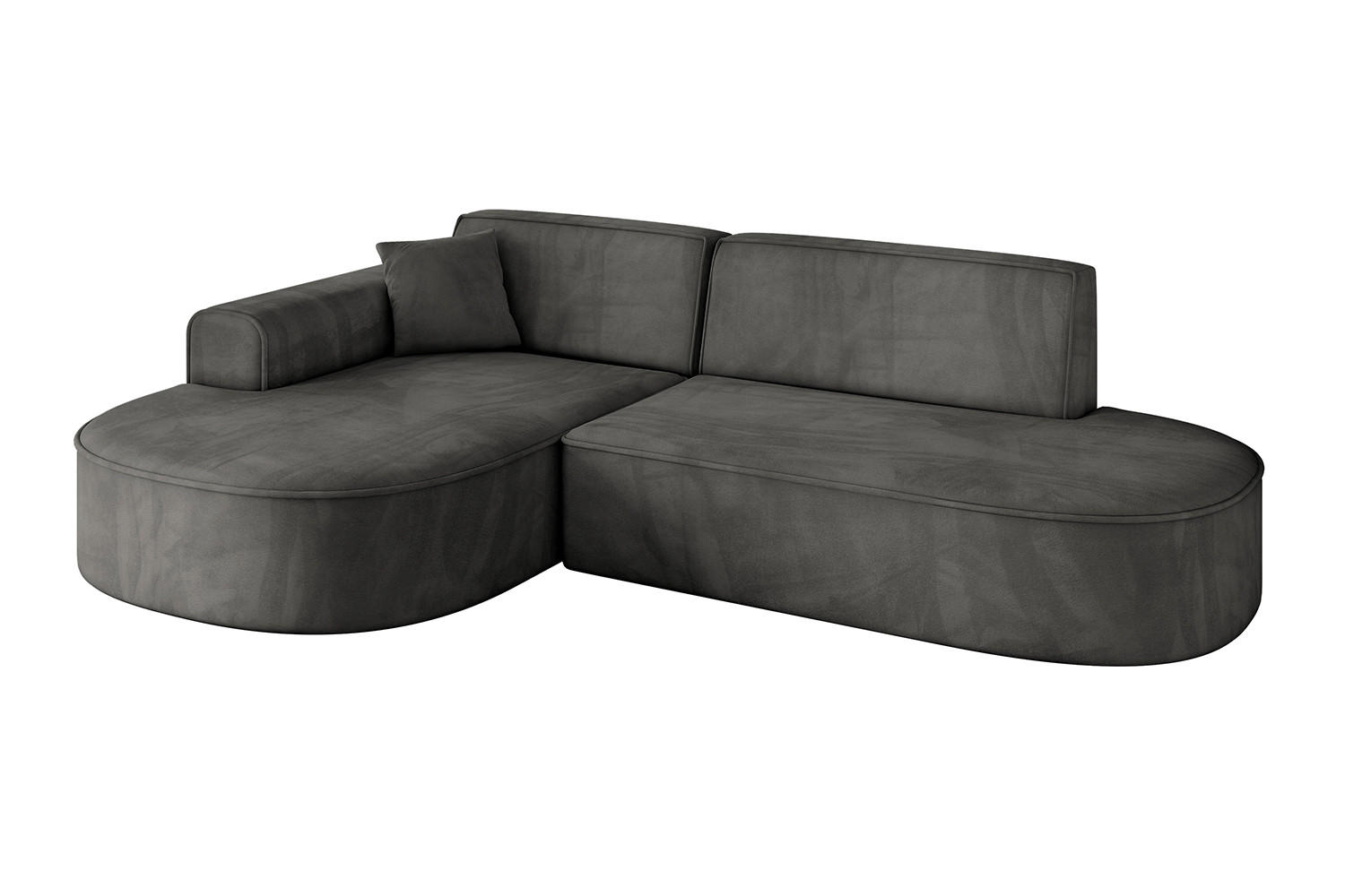 ECKSOFA Ottomane Links MARI-L1 - 243x171x79 cm Dunkelgrau Velours - Dunkelgrau/Schwarz, Holzwerkstoff/Kunststoff (243/171cm) - ALTDECOR
