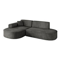 ECKSOFA Ottomane Links MARI-L1 - 243x171x79 cm Dunkelgrau Velours - Dunkelgrau/Schwarz, Holzwerkstoff/Kunststoff (243/171cm) - ALTDECOR