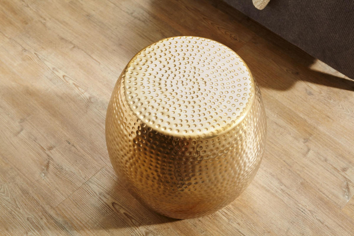 BEISTELLTISCH Aluminium Hammerschlag ENNS, Gold 42x42x42 cm - Goldfarben, Metall (42/42/42cm) - KADIMA DESIGN