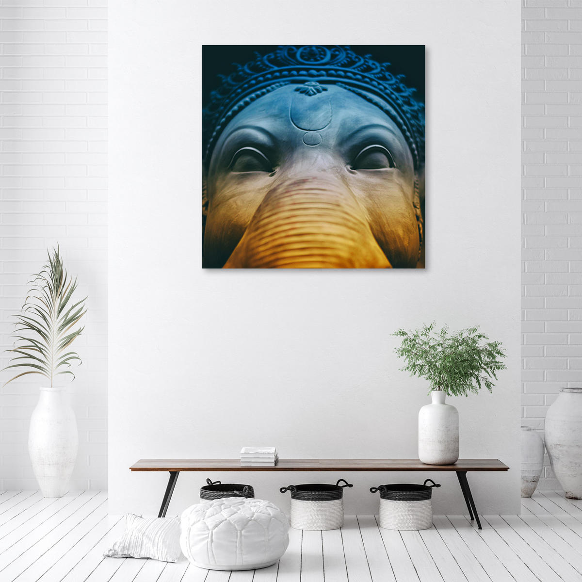 WANDBILD religiös blau - Blau, Textil (50/50cm) - Feeby