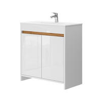 WASCHTISCHKOMBI Lemgo Weiß 2 Teile, Unterschrank 80 cm - Weiß Hochglanz/Weiß, Holzwerkstoff (79.8/81.9/40cm) - Vicco