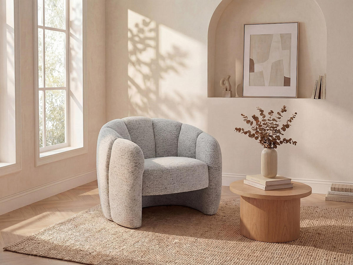 SESSEL mit gerader Rückenlehne - 1 Person - Stoff - Grau - - Grau, Textil (93/73/76cm) - Vente-Unique