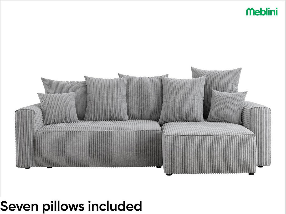 ECKSOFA SOLARIS L - Blau/Hellgrau, Holzwerkstoff (238/142cm) - Meblini