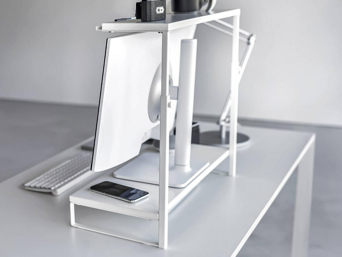 MONITORSTÄNDER Tower weiß 59/65/28 cm - Weiß, Metall (28/59/38cm) - Yamazaki