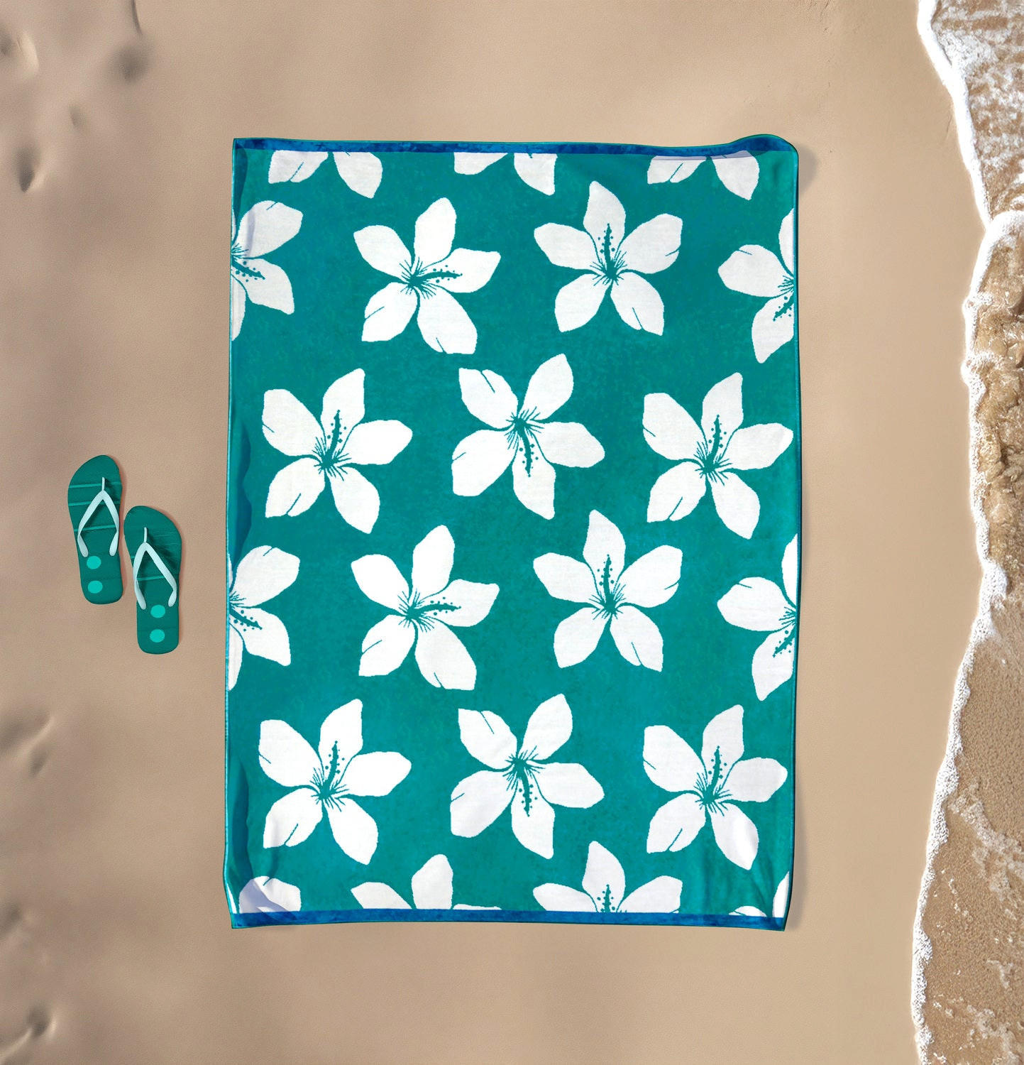 STRANDTUCH aus Veloursfrottee Jacquard Blau 140x180 400g/m² - Bargara - Blau, Textil (140/180cm) - LE COMPTOIR DE LA PLAGE